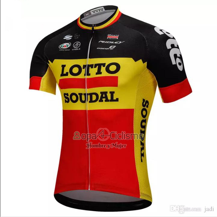 Lotto Soudal Ropa Ciclismo Culotte Corto 2018 Mangas Cortas Negro y AMarillo